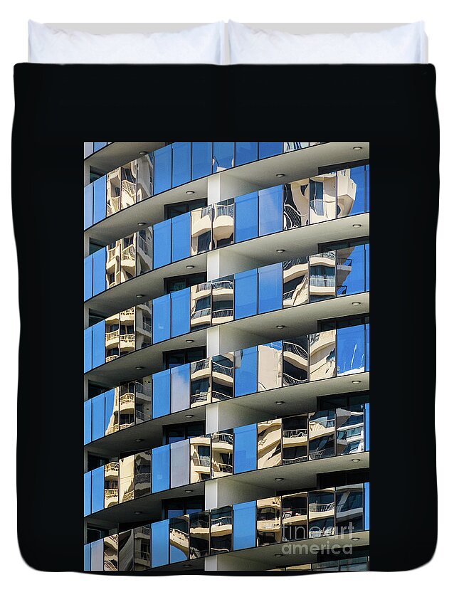 Building Duvet Cover featuring the photograph Reflecting Surfers 1 by Werner Padarin