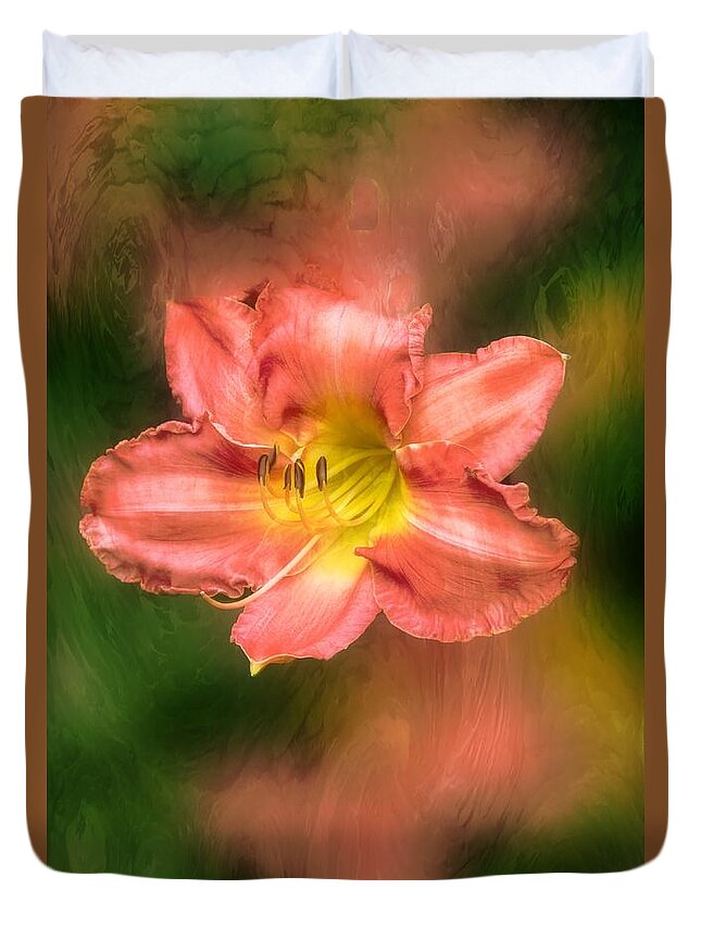 Flower Duvet Cover featuring the photograph Reflection Memory by Ches Black