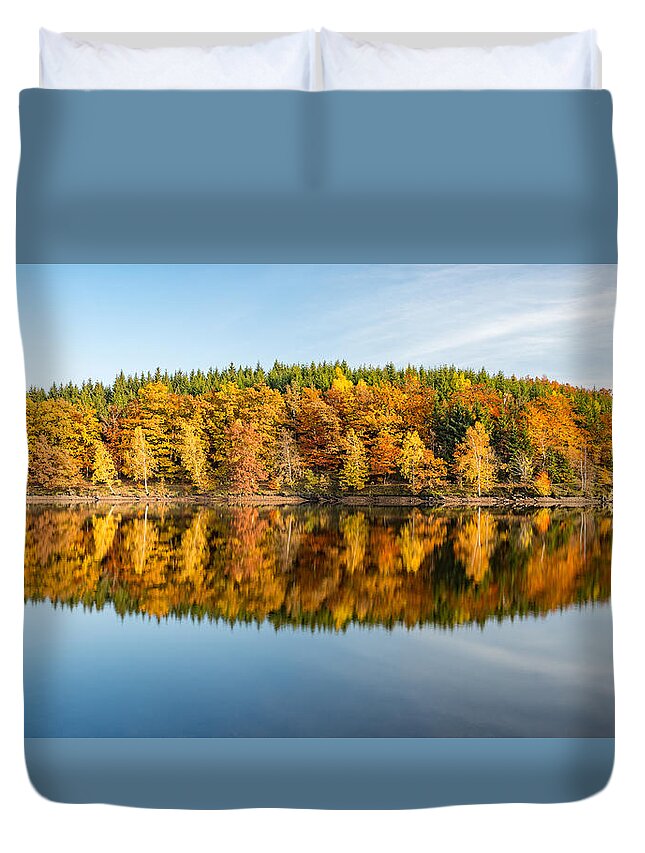 Reflection Duvet Cover featuring the photograph Reflection of autumn by Andreas Levi