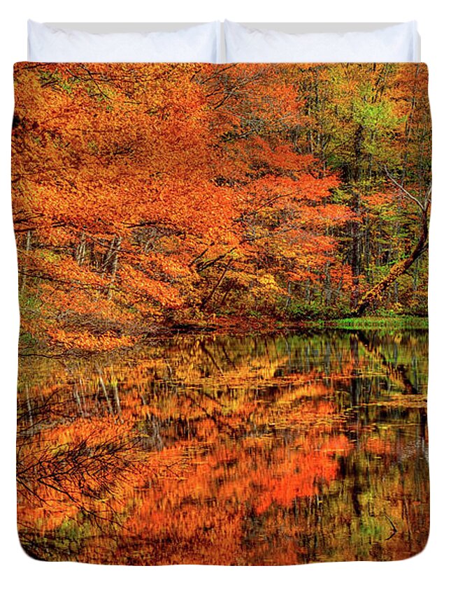 Autumn Duvet Cover featuring the photograph Reflection of Autumn by Midori Chan