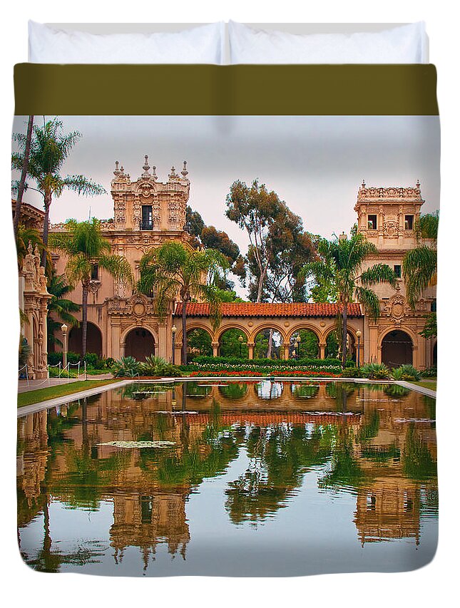 Reflection Pond Duvet Cover featuring the photograph Reflection Pond - Balboa Park, San Diego, California by Denise Strahm