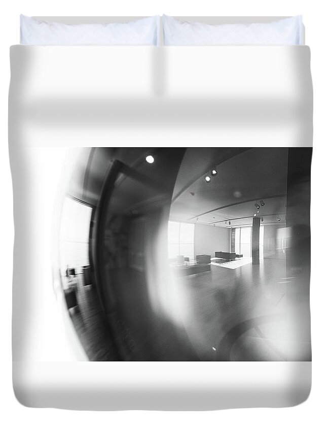 Black And White Duvet Cover featuring the photograph Reflection Refraction by Scott Norris