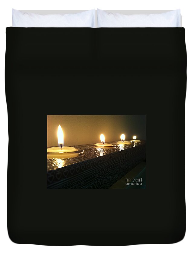 Candles Duvet Cover featuring the photograph Reflection by Vonda Lawson-Rosa