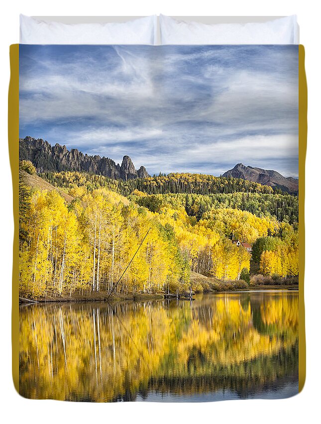 Autumn Duvet Cover featuring the photograph Reflection with Ophir Needles I by Denise Bush