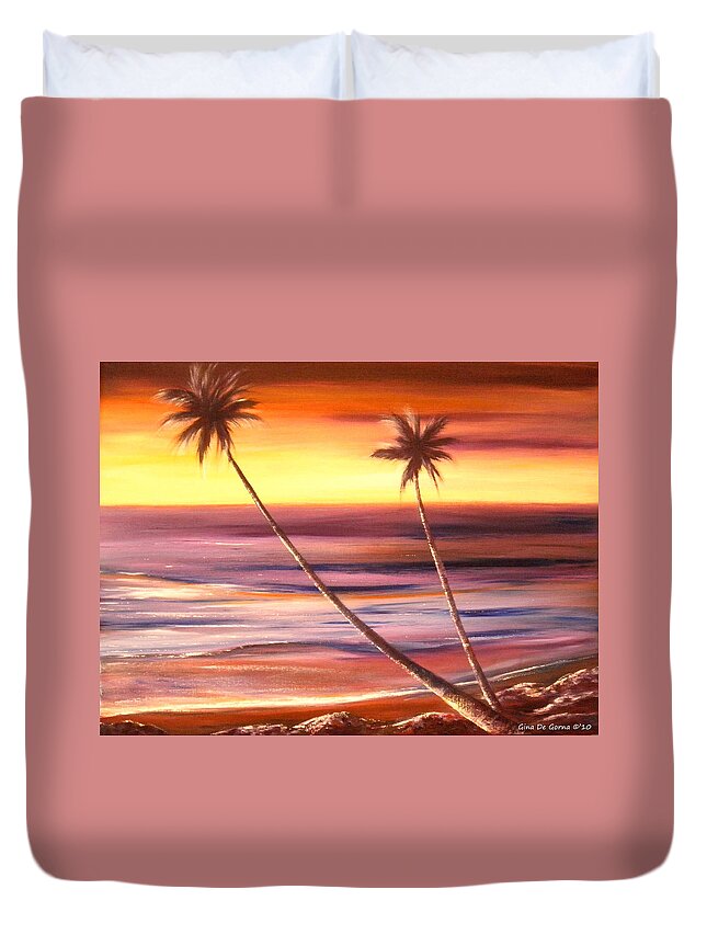 Tropical Duvet Cover featuring the painting Reflections 2 by Gina De Gorna