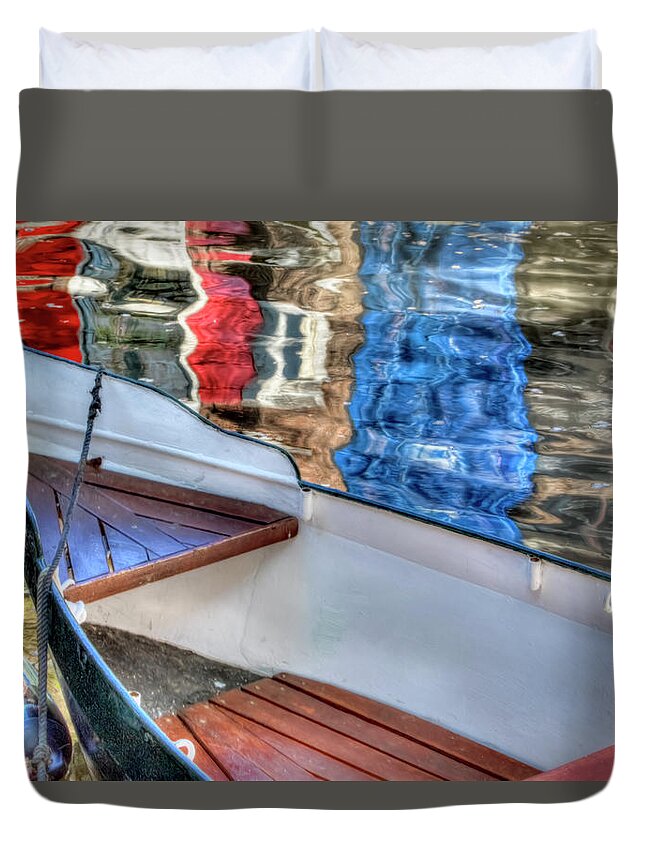 Amsterdam Duvet Cover featuring the photograph Reflections and Ripples by Nadia Sanowar