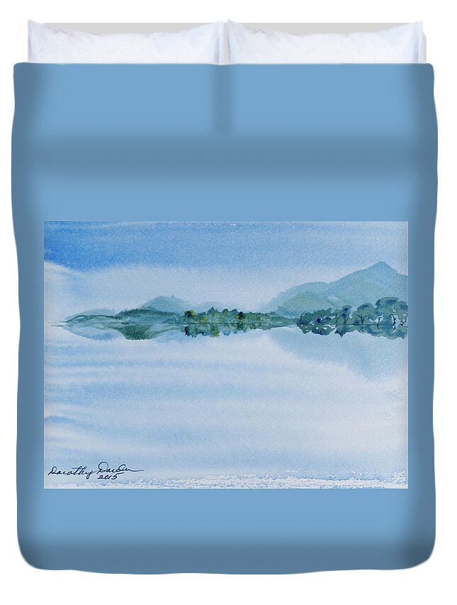 Australia Duvet Cover featuring the painting Reflection of Mt Rugby in Bathurst Harbour by Dorothy Darden