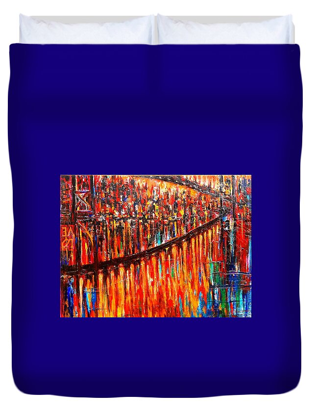 Energy Spiritual Art Duvet Cover featuring the painting Reflections of My Childhood by Helen Kagan