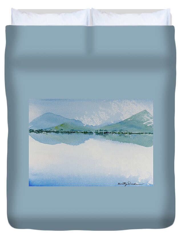 Australia Duvet Cover featuring the painting Reflections of the skies and mountains surrounding Bathurst Harbour by Dorothy Darden
