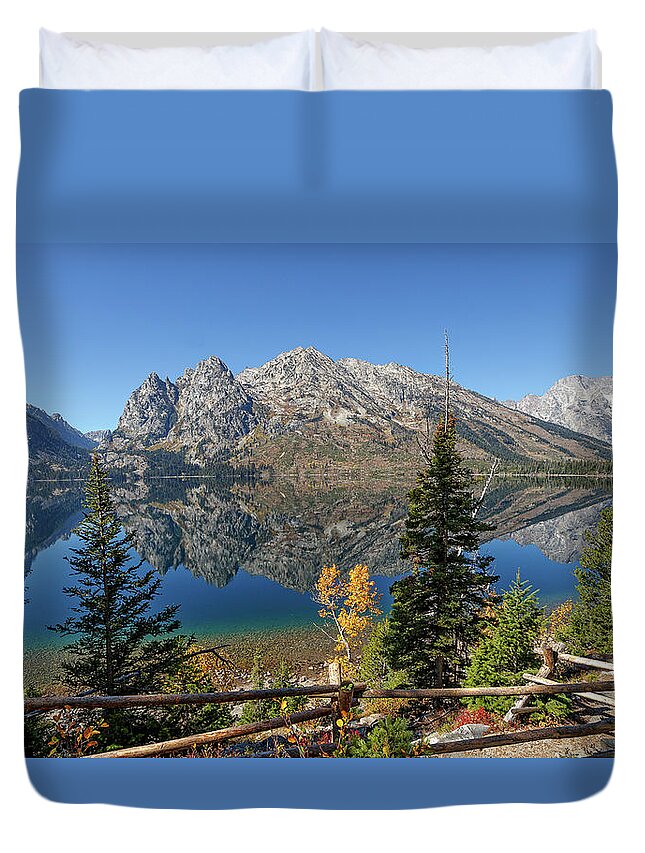 Reflections Of The Tetons Duvet Cover featuring the photograph Reflections of the Tetons by Wes and Dotty Weber