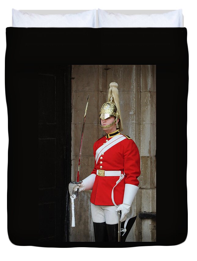 Soldier Duvet Cover featuring the photograph Reflections On The Sword by Adrian Wale