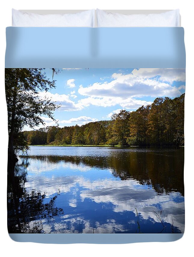 Reflections On The Withlacoochee River Duvet Cover featuring the photograph Reflections on the Withlacoochee River by Warren Thompson
