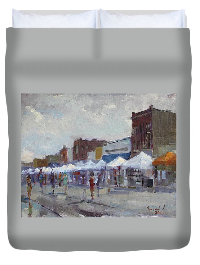 Rein Duvet Cover featuring the painting Rein and Sun at Canal Fest in North Tonawanda by Ylli Haruni