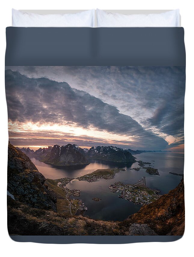 Reine Duvet Cover featuring the photograph Reine by Tor-Ivar Naess