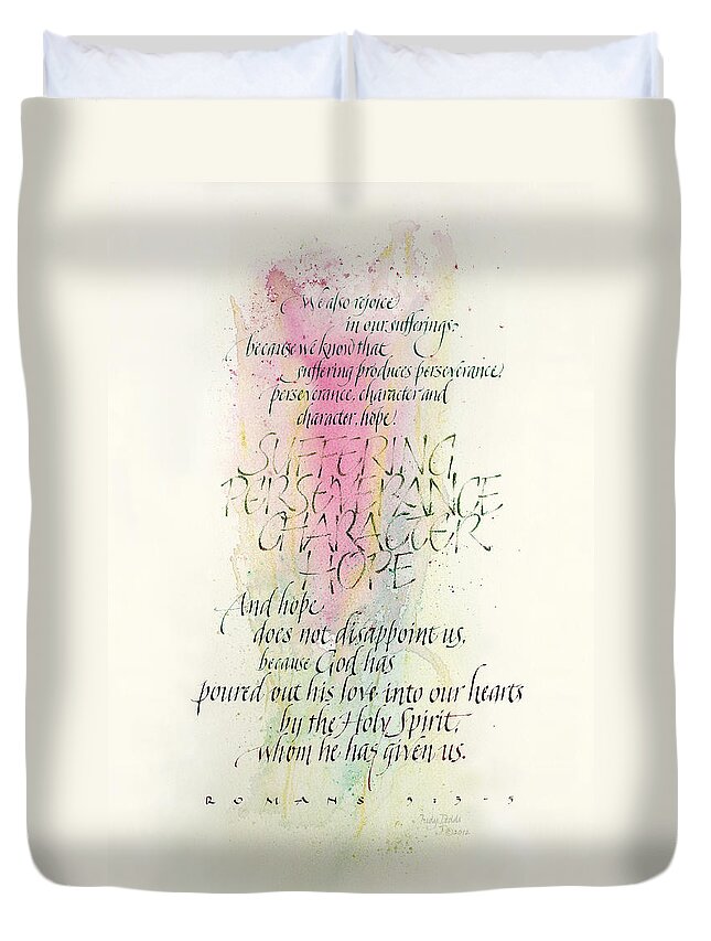 Encouragement Or Sympathy Duvet Cover featuring the painting Rejoice and Hope by Judy Dodds