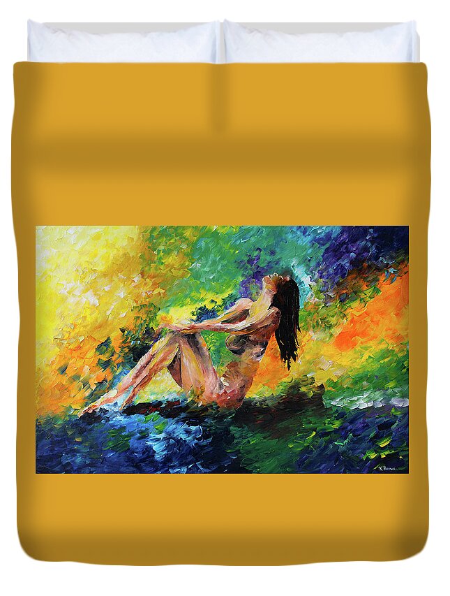 Women Duvet Cover featuring the painting Relaxation by Kevin Brown