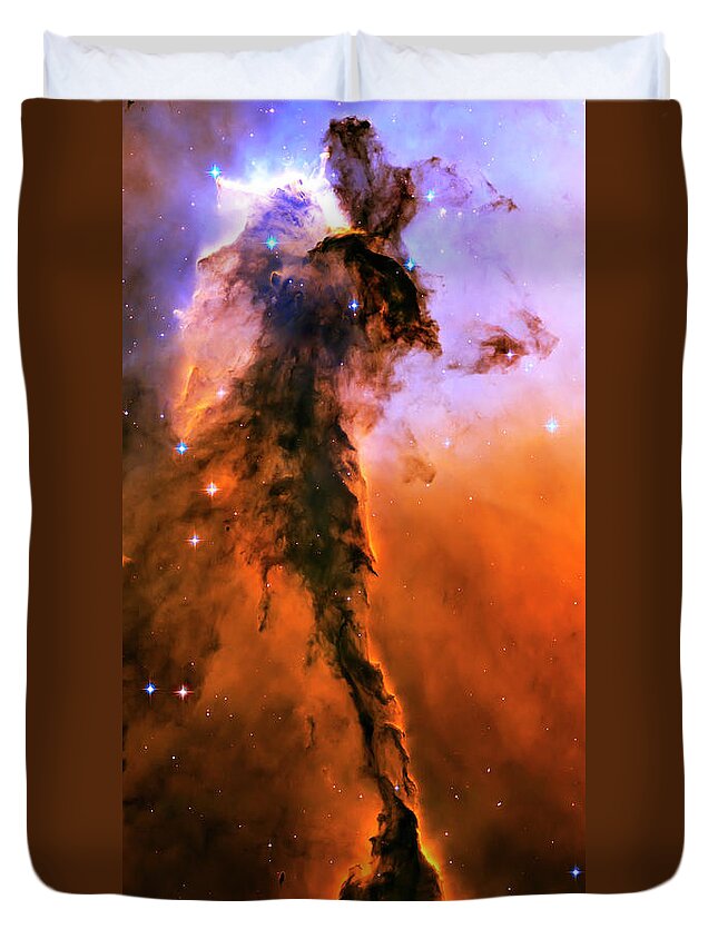 Outer Space Duvet Cover featuring the photograph Release - Eagle Nebula 1 by Jennifer Rondinelli Reilly - Fine Art Photography