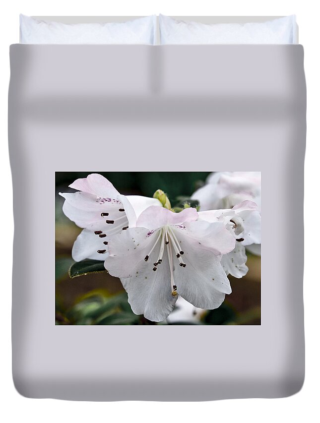 White Exotic Flower Duvet Cover featuring the photograph Relinquent by Elena Perelman