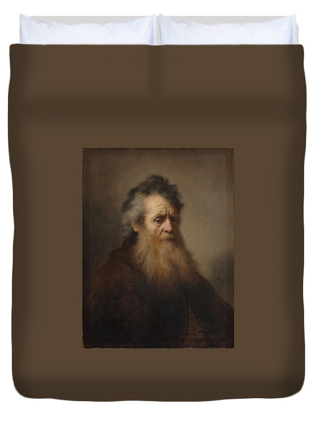 Rembrandt Bearded Old Man Duvet Cover featuring the painting Rembrandt Bearded old man by MotionAge Designs