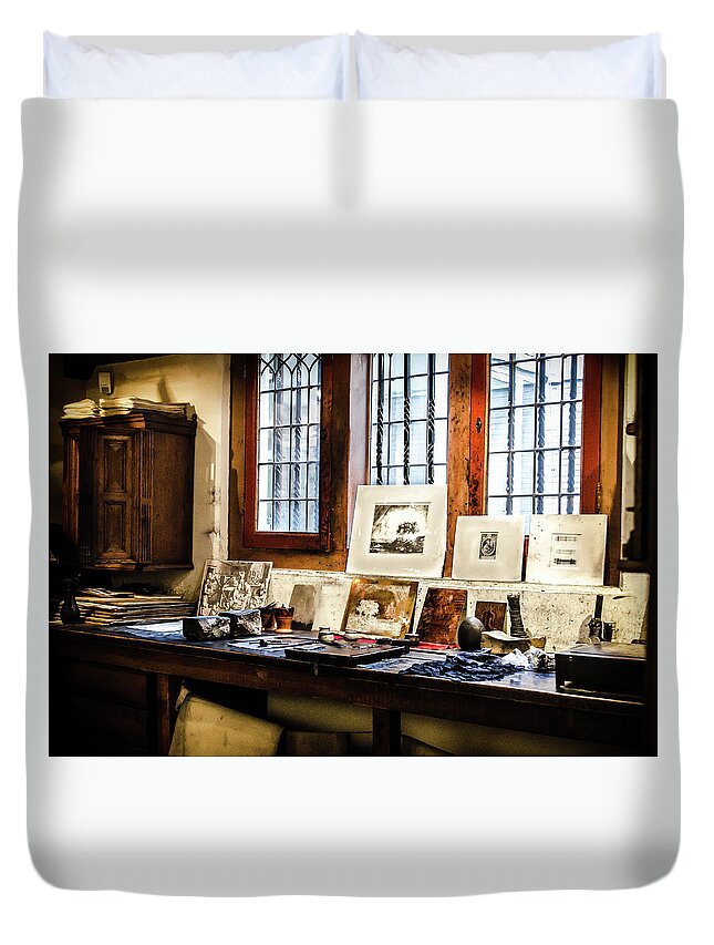 Amsterdam Duvet Cover featuring the photograph Rembrandt's former graphic workshop. by RicardMN Photography