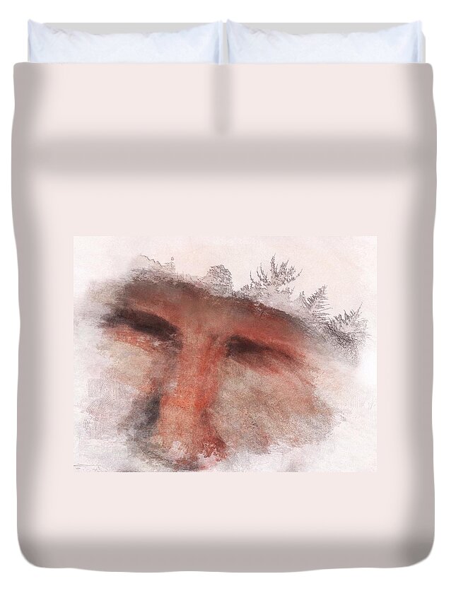 Portrait Duvet Cover featuring the painting Remebering the Trees by Suzy Norris