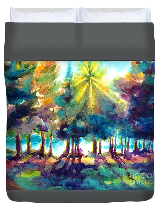Painting Duvet Cover featuring the painting Remember the Son by Kathy Braud