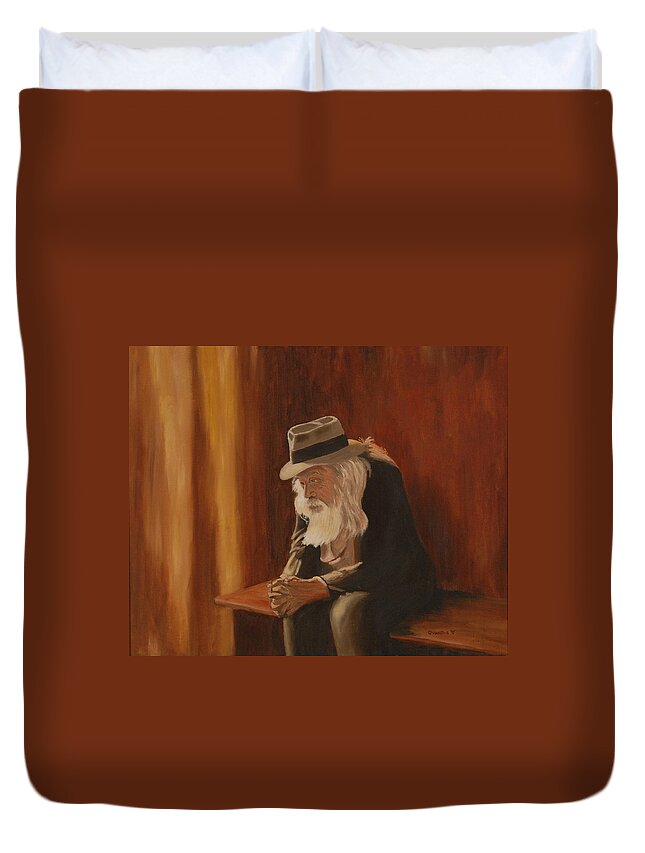Man Duvet Cover featuring the painting Remembrance by Quwatha Valentine