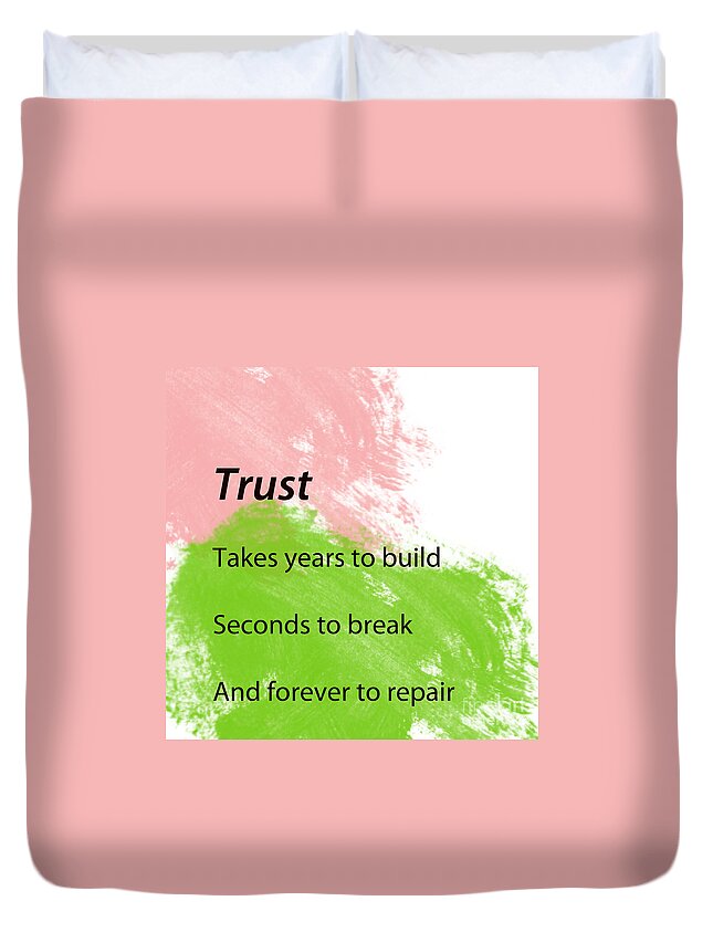 Trust Duvet Cover featuring the painting Reminders- Trust by Trilby Cole