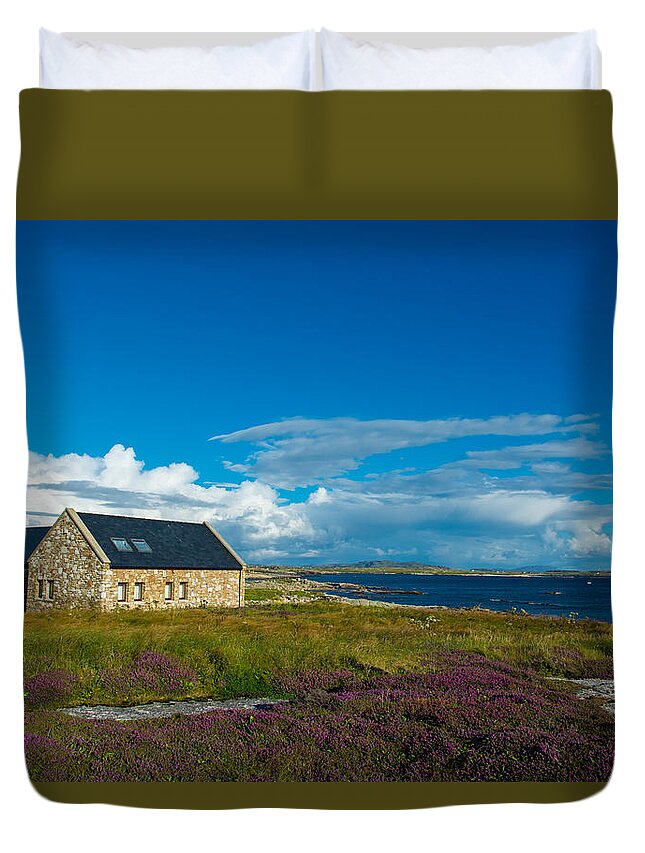 Ireland Duvet Cover featuring the photograph Remote House in Connemara in Ireland by Andreas Berthold