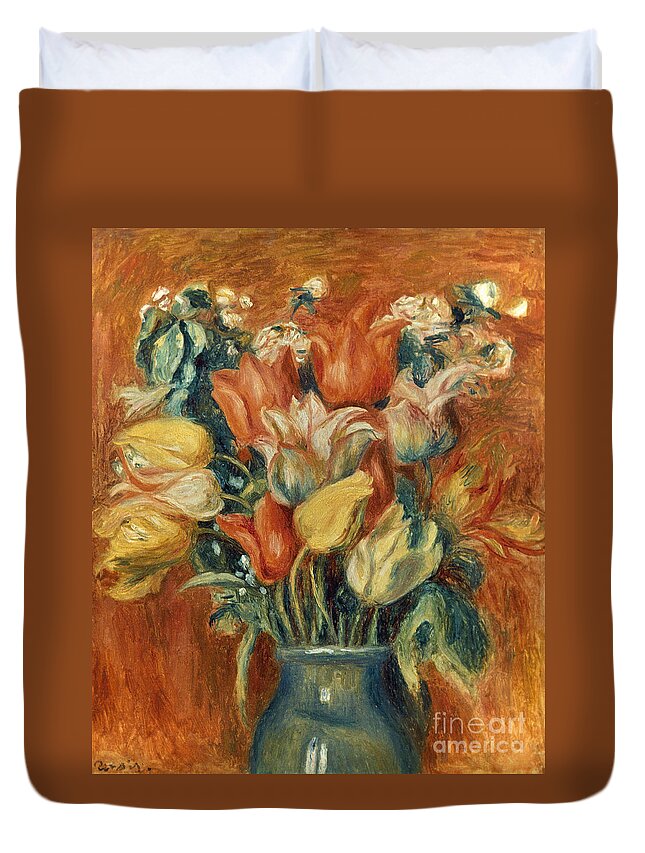 20th Century Duvet Cover featuring the painting Bouquet Of Tulips by Renoir