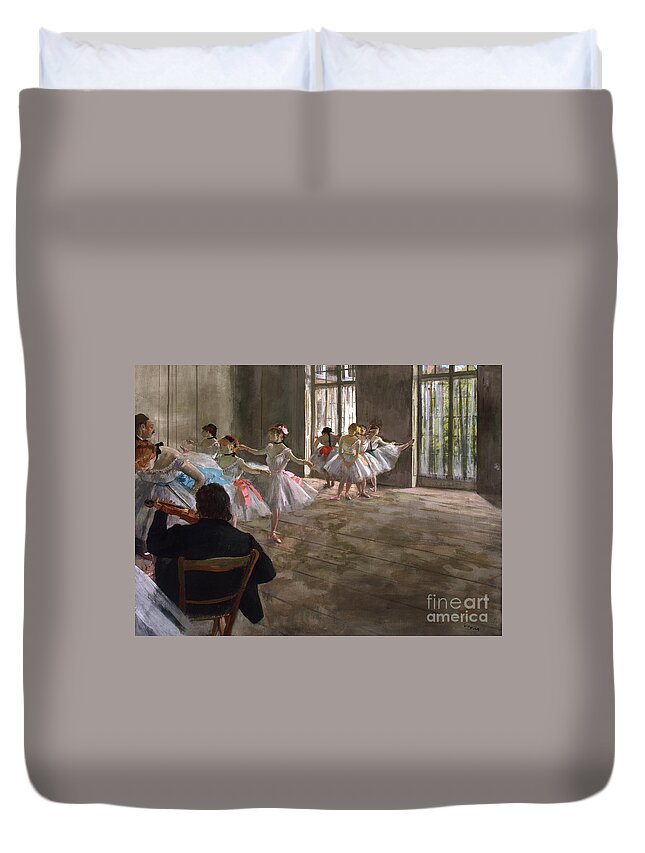 Ballet Duvet Cover featuring the painting Repetition au Foyer by Edgar Degas