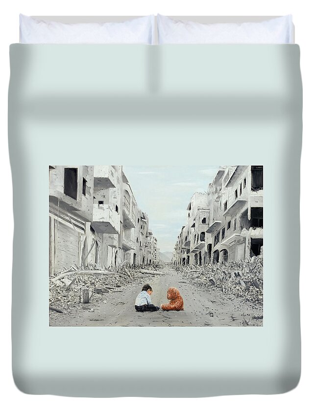 Child Duvet Cover featuring the painting Resilience by Kevin Daly