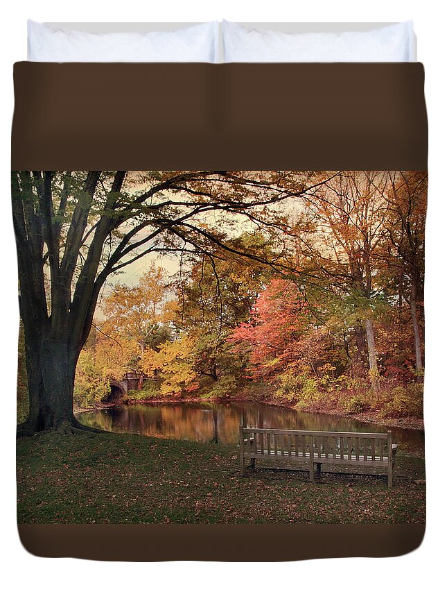 Autumn Duvet Cover featuring the photograph Respite River by Jessica Jenney