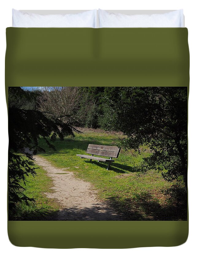 Landscape Duvet Cover featuring the photograph Rest Along the Path by Richard Thomas