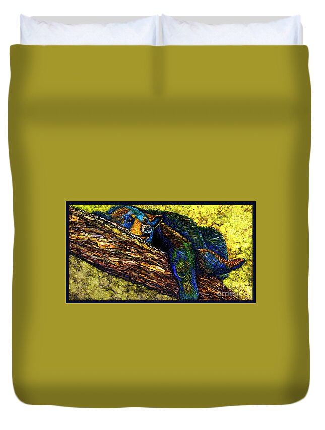 Alcohol Ink Duvet Cover featuring the painting Resting by Jan Killian