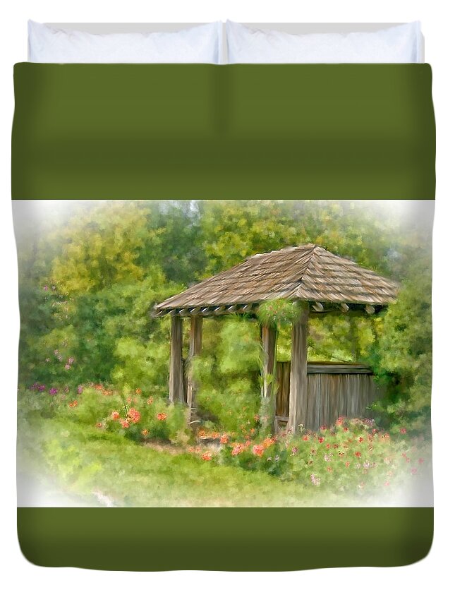 Resting Place At Kingwood Garden Duvet Cover featuring the photograph Resting Place by Mary Timman