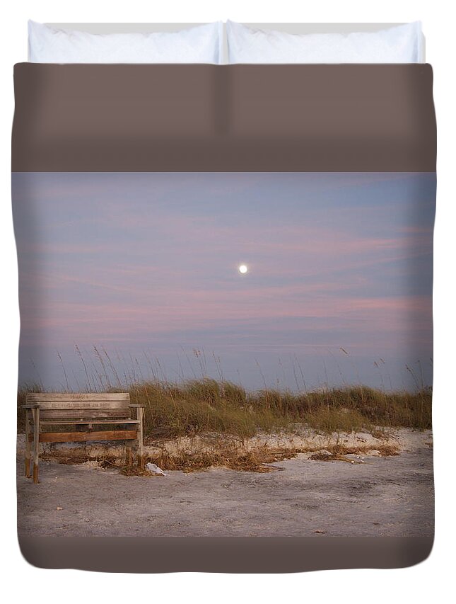 Bench Duvet Cover featuring the photograph Resting Spot by Beth Collins