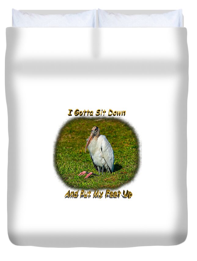 Shirts Duvet Cover featuring the photograph Resting Woodstork by John M Bailey