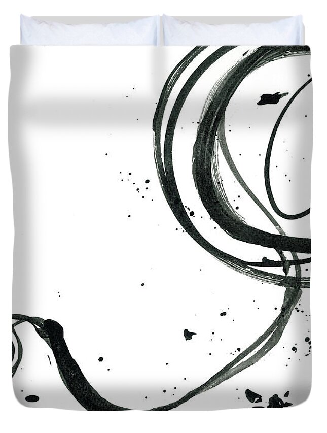 Resurface Revolving Life Collection - Modern Ink Artwork Duvet Cover featuring the painting Resurface - Revolving Life Collection - Modern Abstract Black Ink Artwork by Patricia Awapara