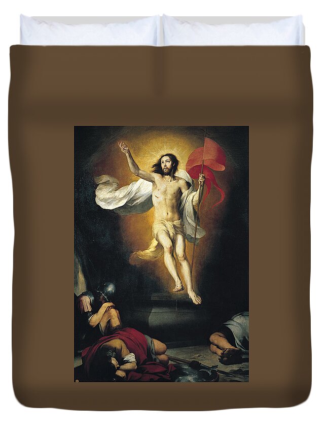 Bartolome Esteban Murillo Duvet Cover featuring the painting Resurrection of the Lord by Bartolome Esteban Murillo