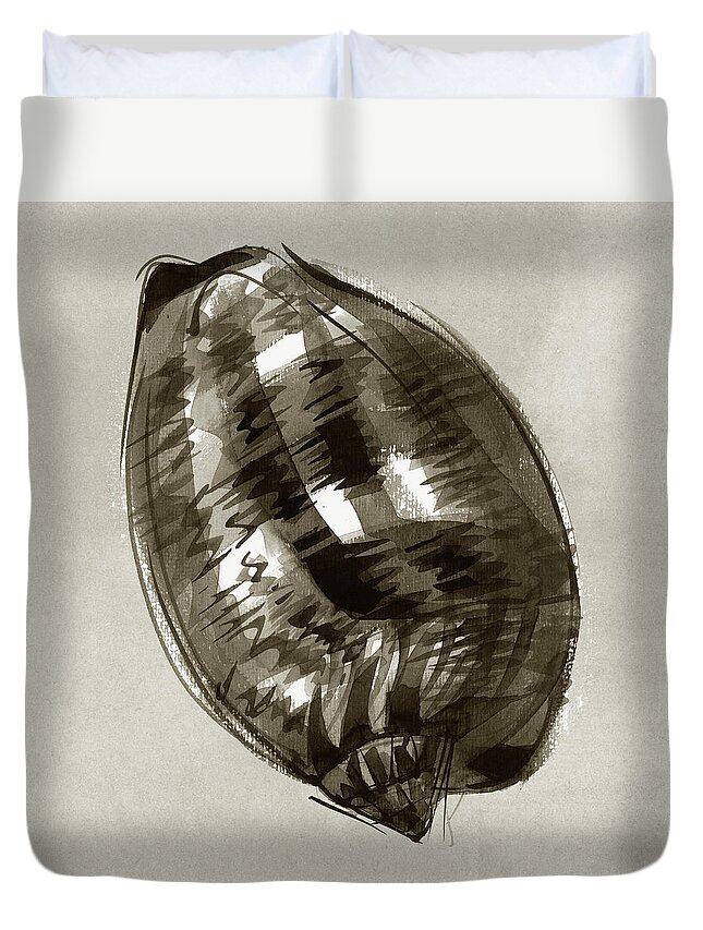 Seashell Duvet Cover featuring the painting Reticulated Cowrie by Judith Kunzle