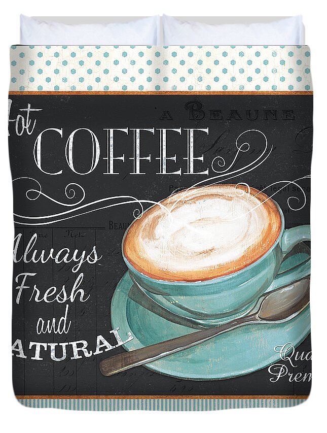 Coffee Duvet Cover featuring the painting Retro Coffee 1 by Debbie DeWitt