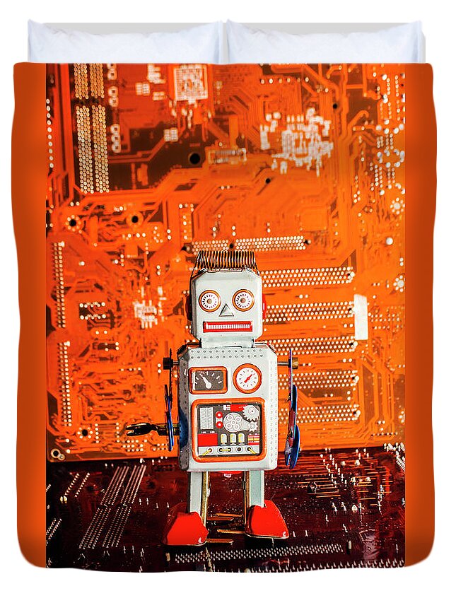 Board Duvet Cover featuring the photograph Retro robotic nostalgia by Jorgo Photography