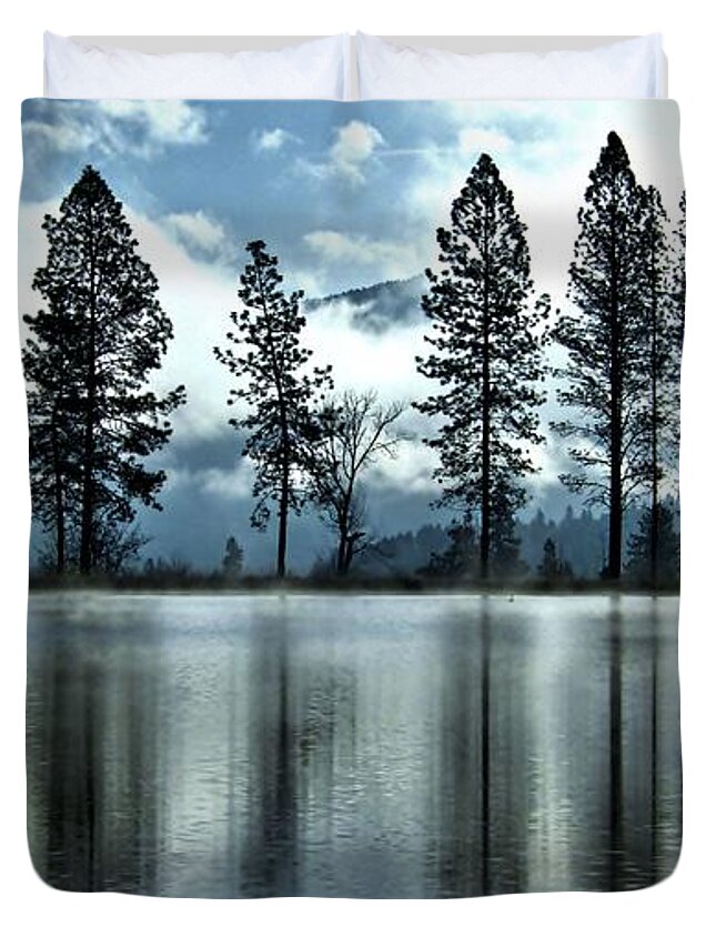 Landscape Duvet Cover featuring the photograph Return To Heron Pond by Julia Hassett