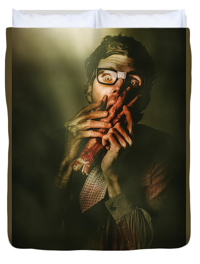 Horror Duvet Cover featuring the photograph Revenge of the nerd by Jorgo Photography