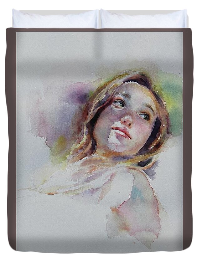 Watercolor Duvet Cover featuring the painting Reverie by Tracy Male