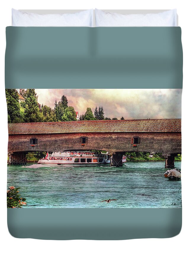 Switzerland Duvet Cover featuring the photograph Rhine Shipping by Hanny Heim