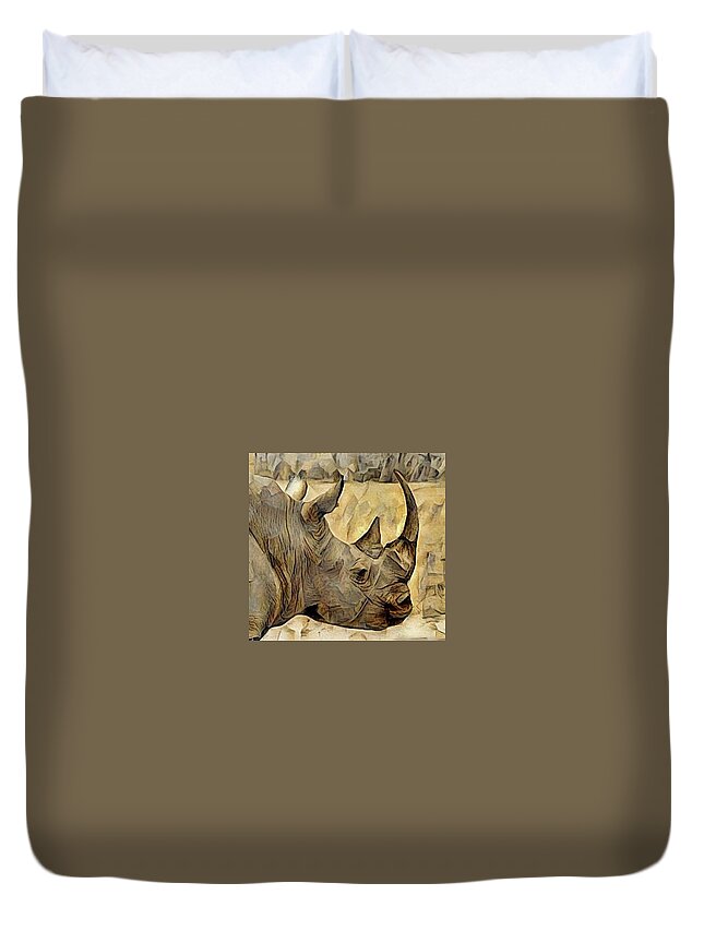 Rhino Duvet Cover featuring the photograph Rhino by Gini Moore