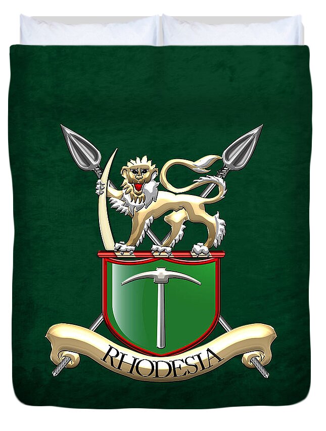 Rhodesian Army Emblem Over Green Velvet Duvet Cover For Sale By