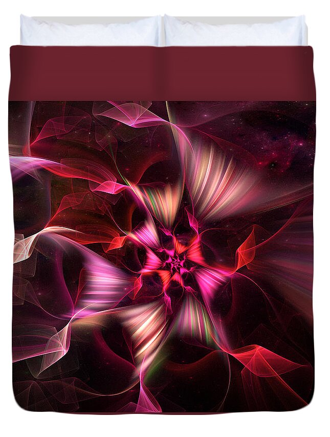 Abstract Duvet Cover featuring the digital art Ribbon Candy Rose by Michele A Loftus